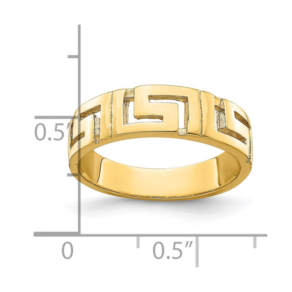 14K Yellow Gold Greek Key Band w/ Tapered Shank Ring