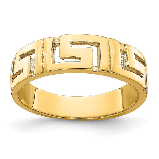 14K Yellow Gold Greek Key Band w/ Tapered Shank Ring