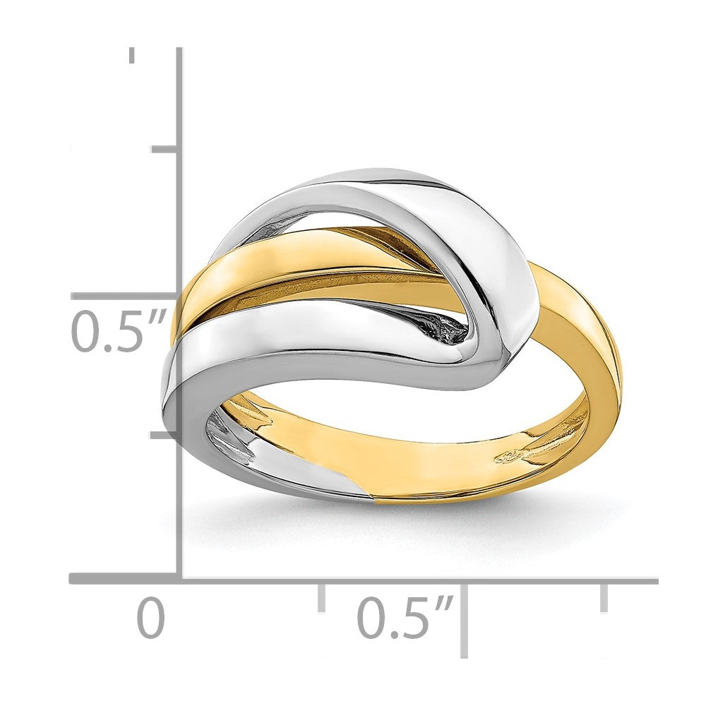 14k Two-Tone Gold Polished w/ Folded Design Band