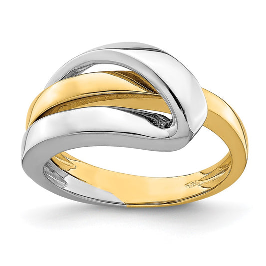 14k Two-Tone Gold Polished w/ Folded Design Band