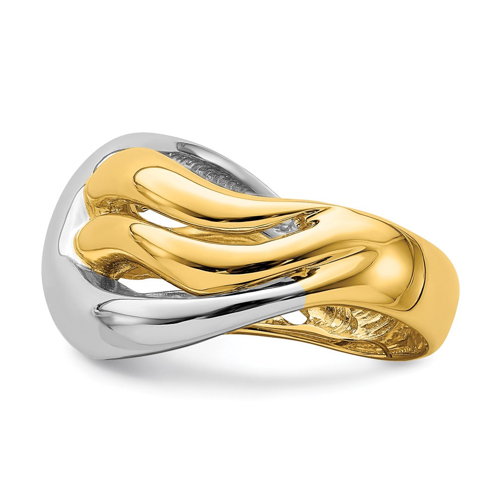 14k Two-Tone Gold Polished Triple Band Ring