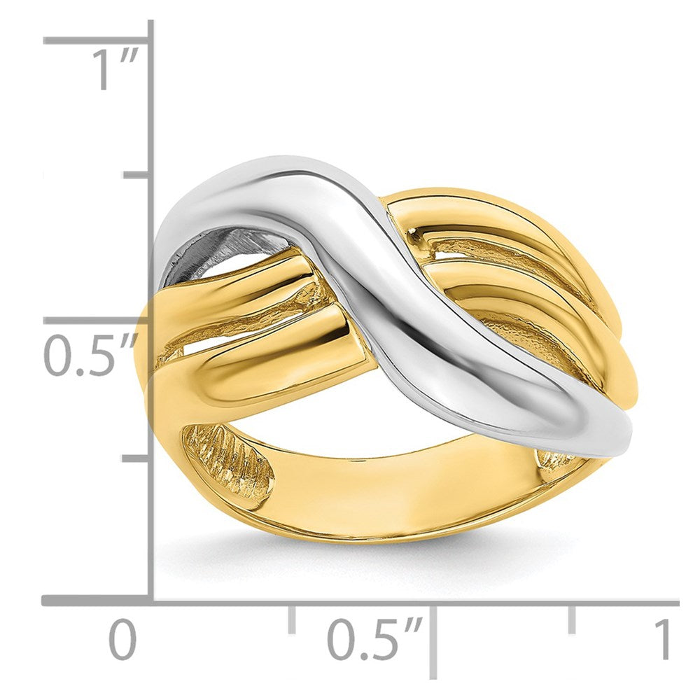 14k Two-Tone Gold Polished Triple Band Ring