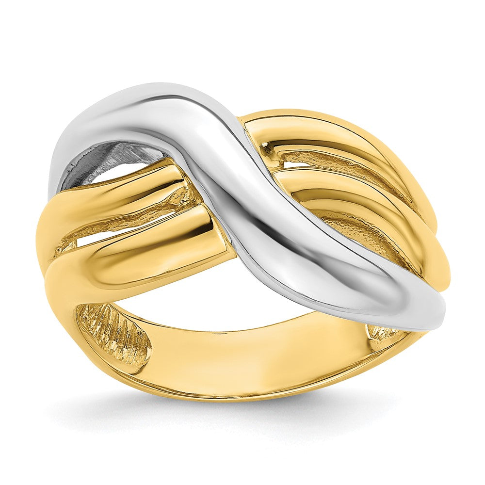 14k Two-Tone Gold Polished Triple Band Ring