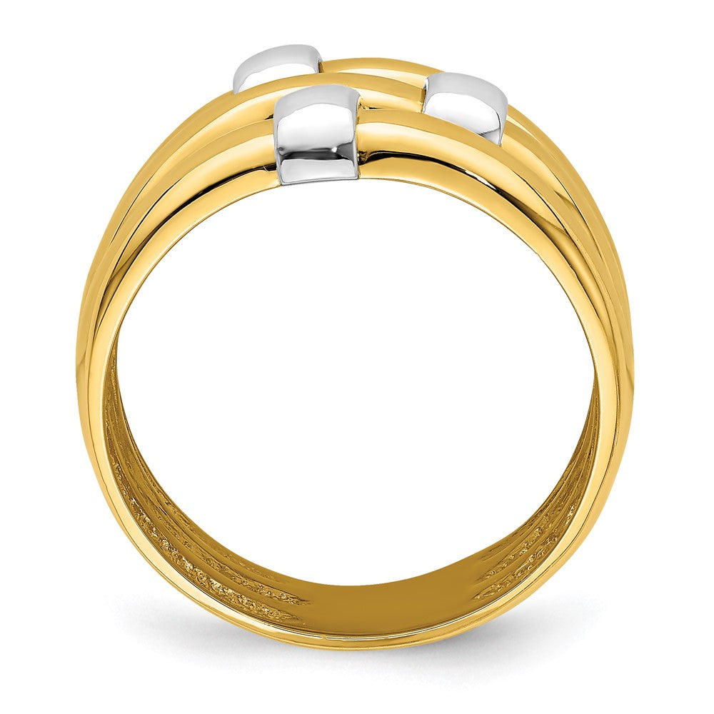 14k Two-Tone Gold Polished Dome Band