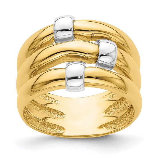 14k Two-Tone Gold Polished Dome Band