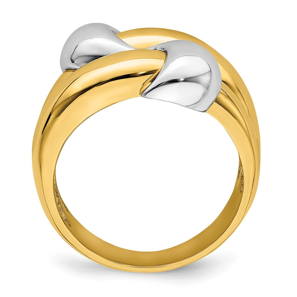 14K Two-Tone Gold Polished Knot Dome Band