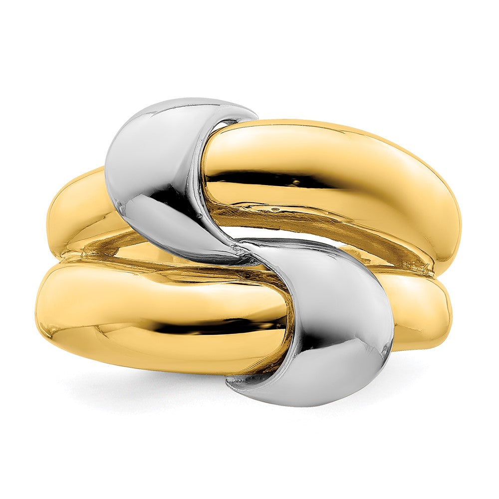 14K Two-Tone Gold Polished Knot Dome Band