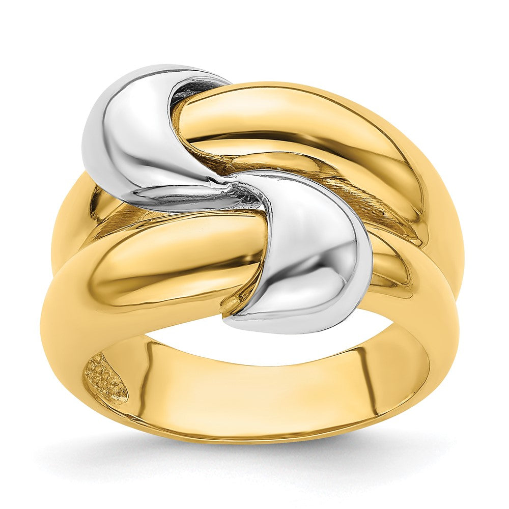 14K Two-Tone Gold Polished Knot Dome Band