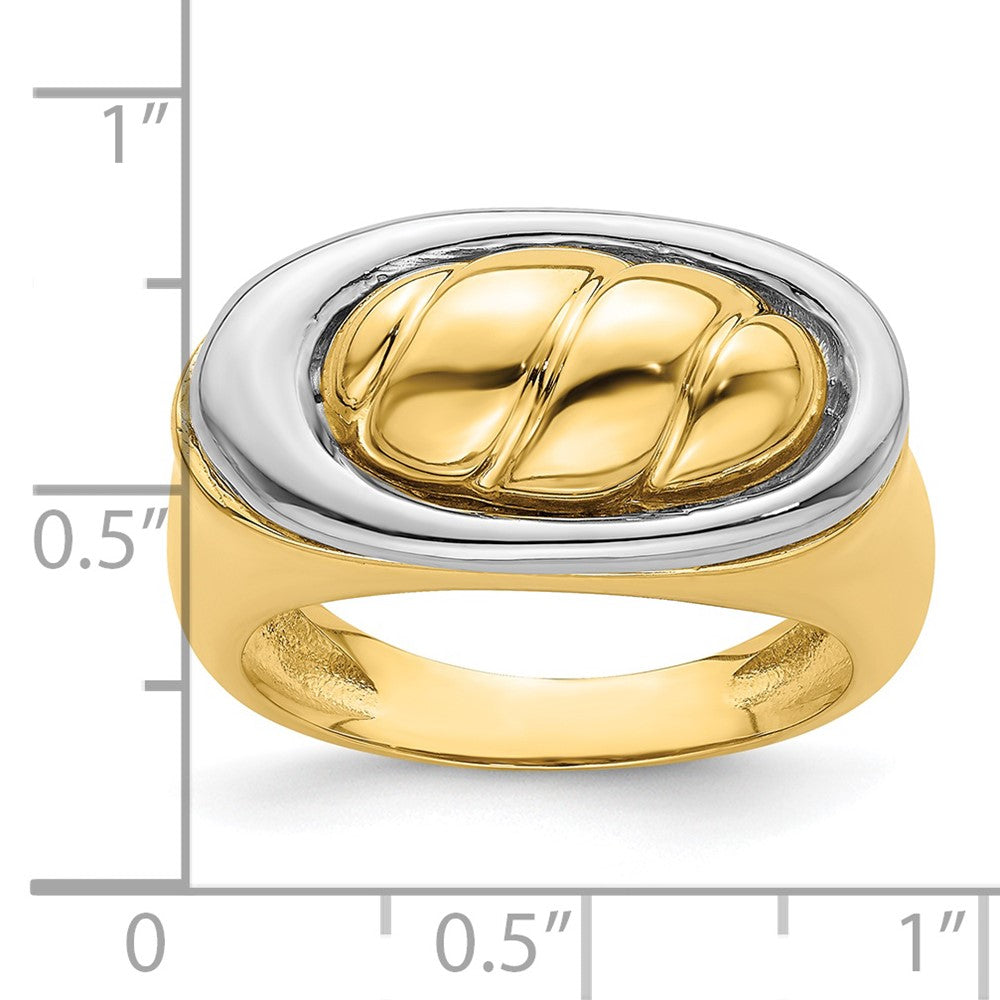 14k Two-Tone Gold Polished Oval Top Ring