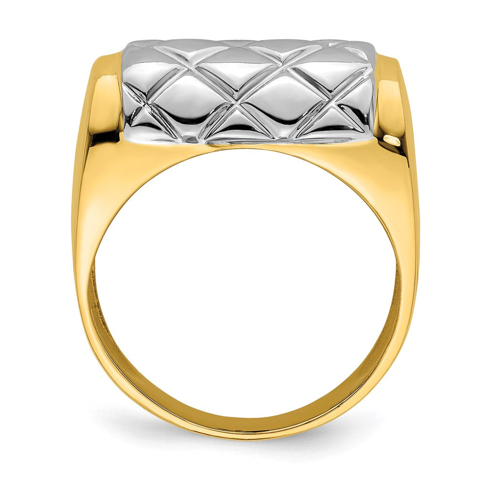 14k Two-Tone Gold Quilted Rectangular Ring