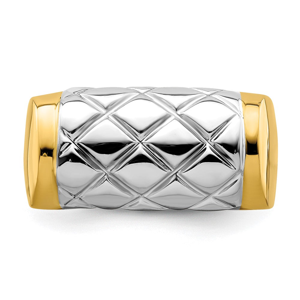 14k Two-Tone Gold Quilted Rectangular Ring