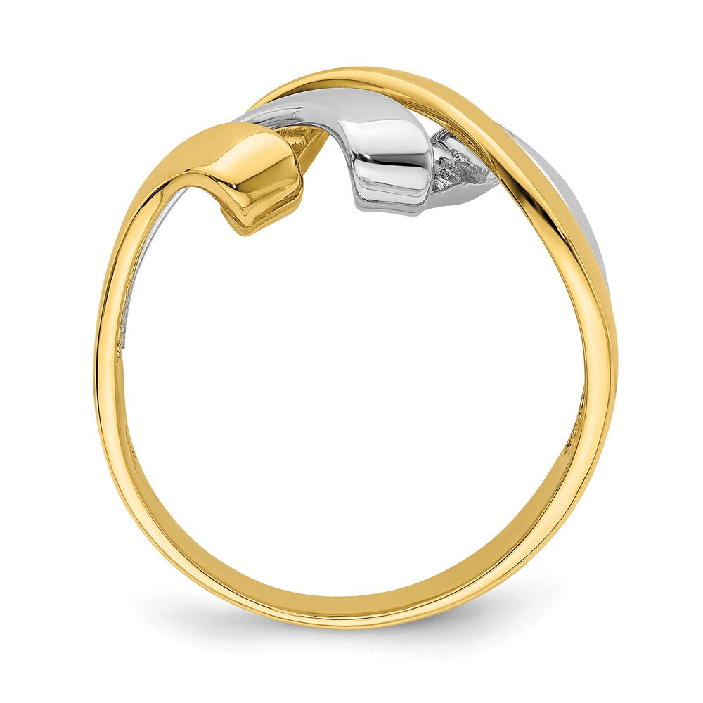 14k Two-Tone Gold Twisted Wave Ring