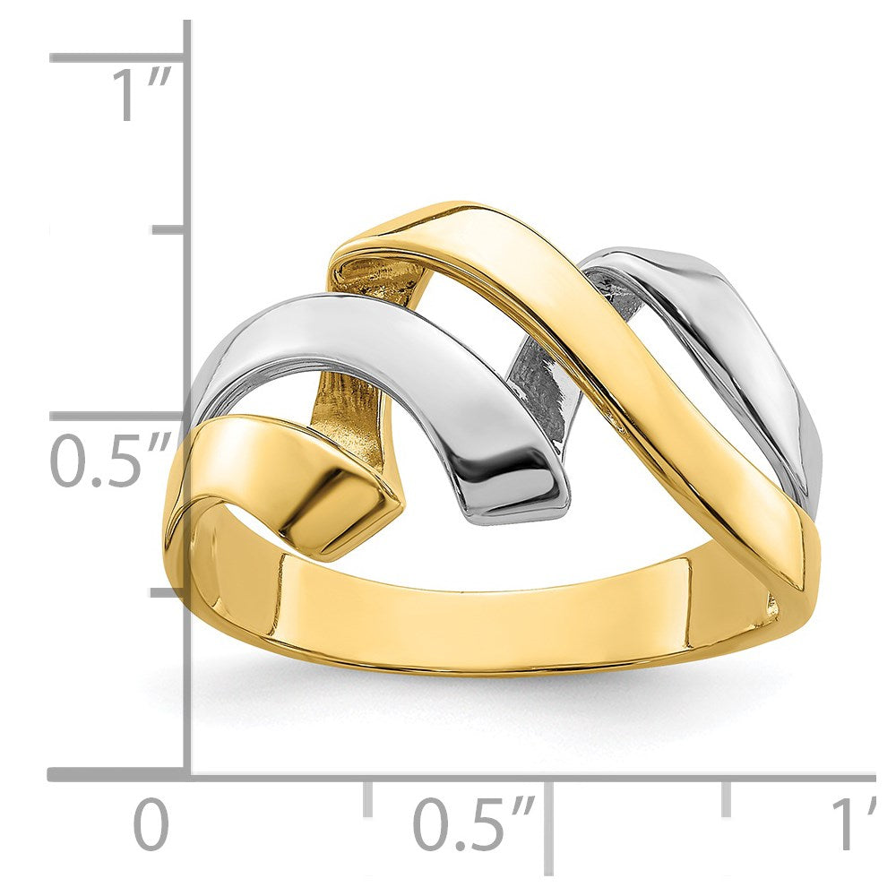 14k Two-Tone Gold Twisted Wave Ring