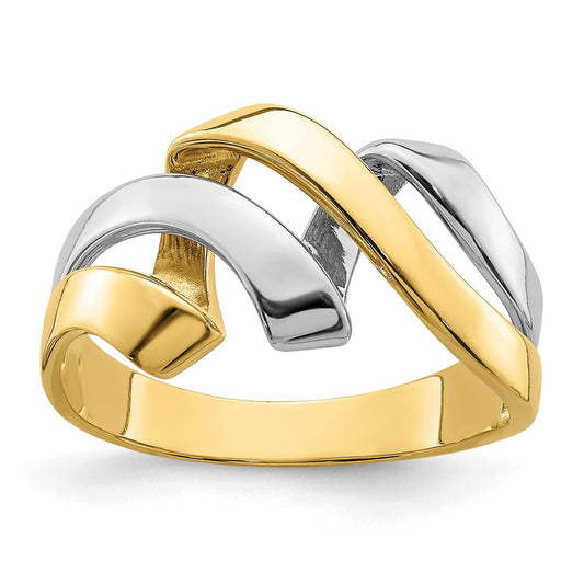 14k Two-Tone Gold Twisted Wave Ring