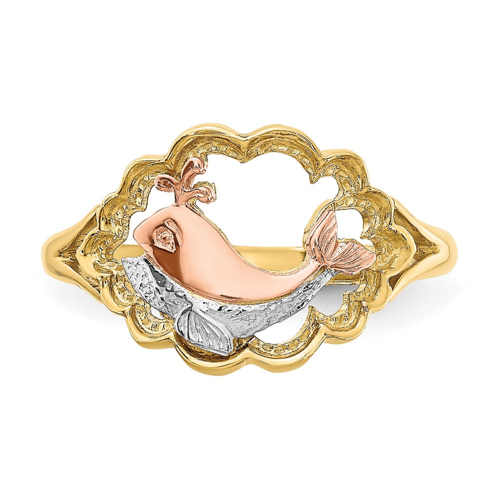 14k Two-Tone Gold w/ White Rhodium Whale Ring