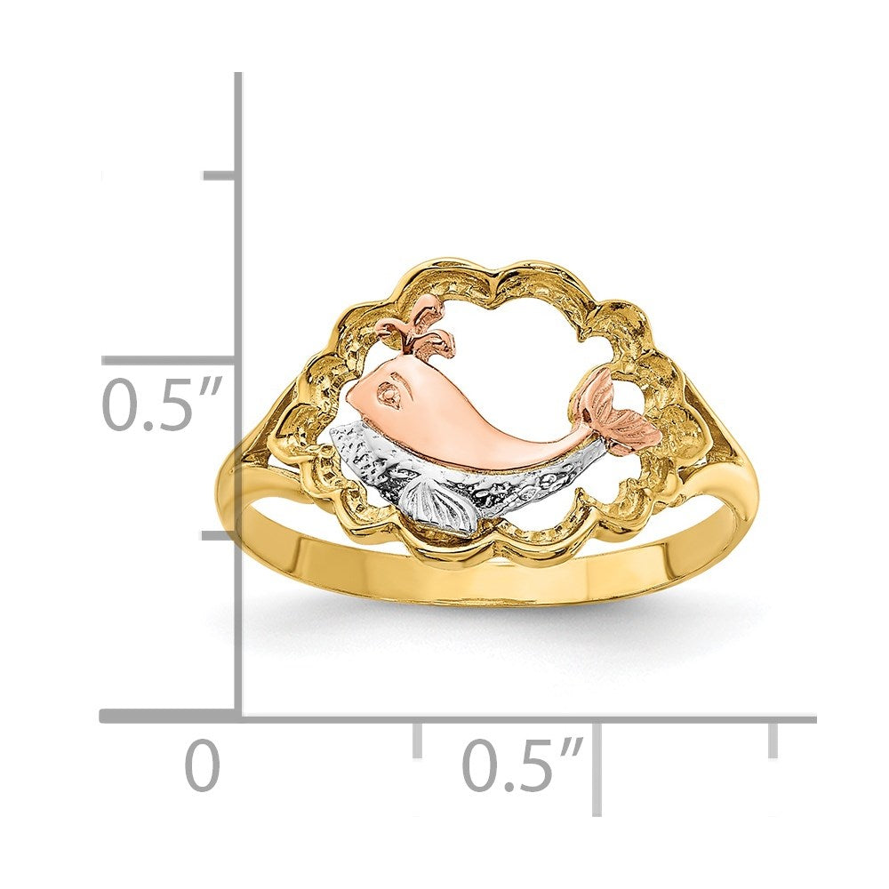 14k Two-Tone Gold w/ White Rhodium Whale Ring