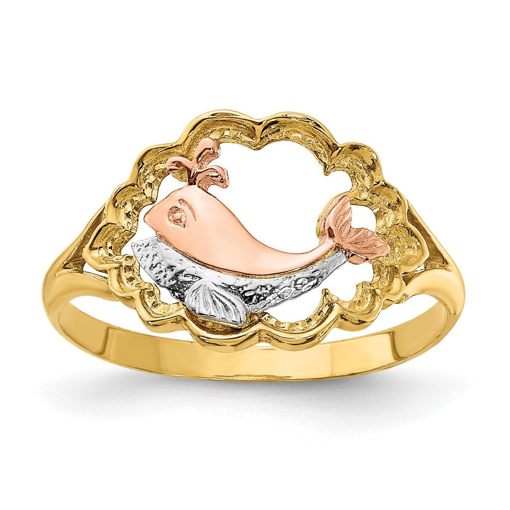 14k Two-Tone Gold w/ White Rhodium Whale Ring