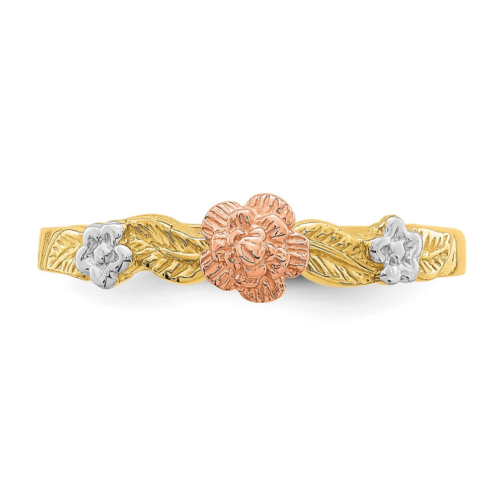 14k Two-Tone Gold w/White Rhodium Flower Ring