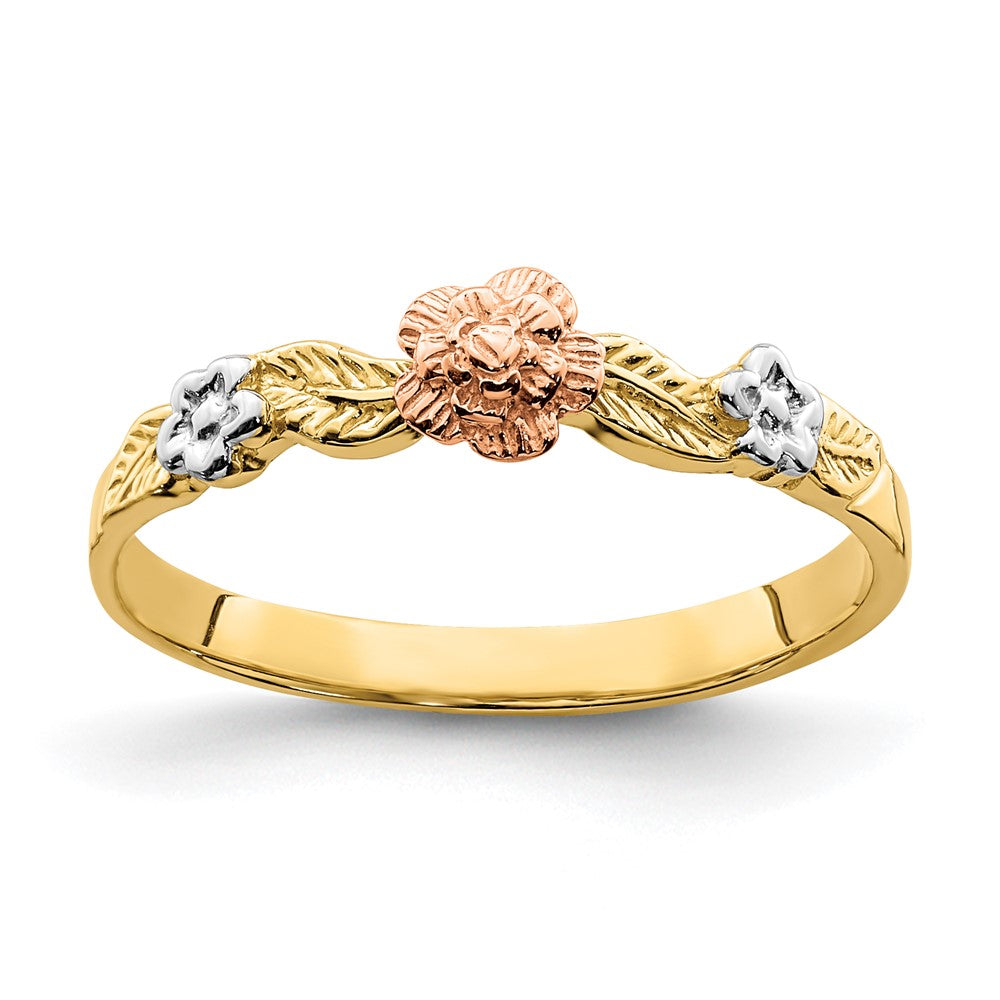 14k Two-Tone Gold w/White Rhodium Flower Ring