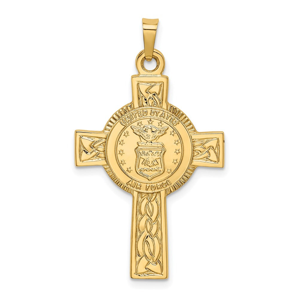 14k Yellow Gold Cross w/Air Force Insignia Pendant