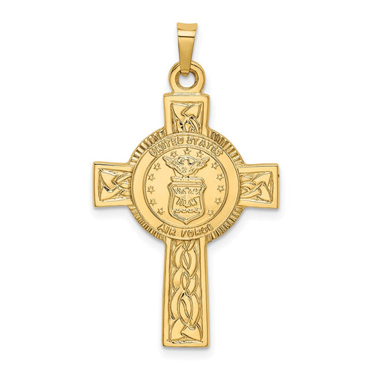 14k Yellow Gold Cross w/Air Force Insignia Pendant