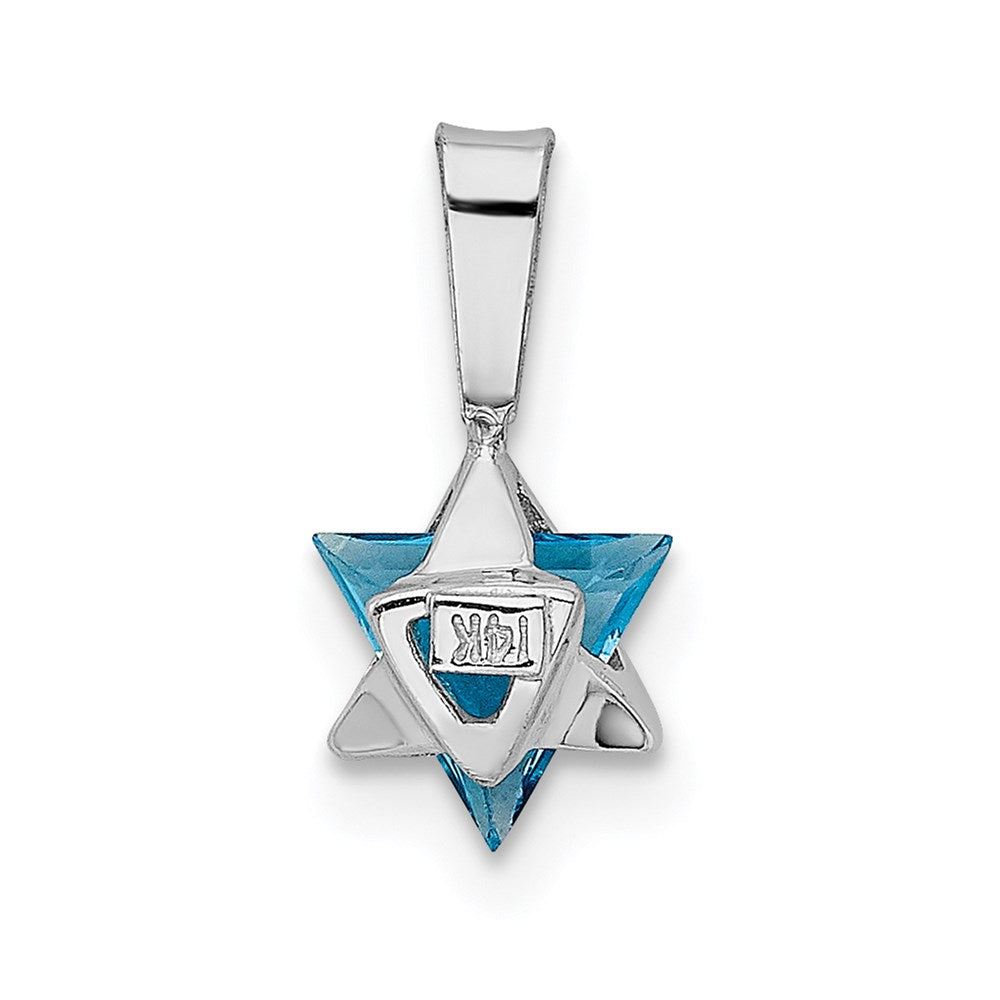 14k White Gold Blue Topaz Star of David Pendant