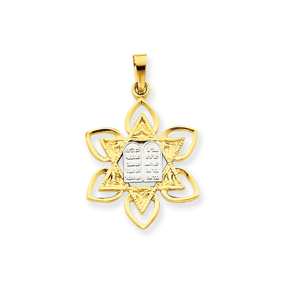 14k Yellow Gold Fancy Star of David w/Tablet Pendant