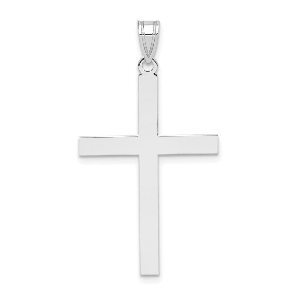 14k White Gold Engravable Cross Charm