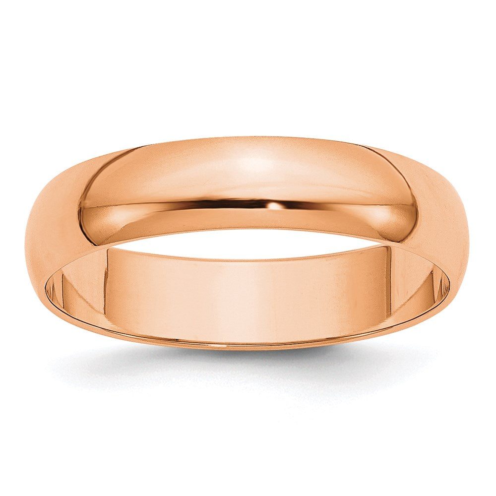 Solid 18K Yellow Gold Rose Gold 5mm Light Weight Half Round Men's/Women's Wedding Band Ring Size 4