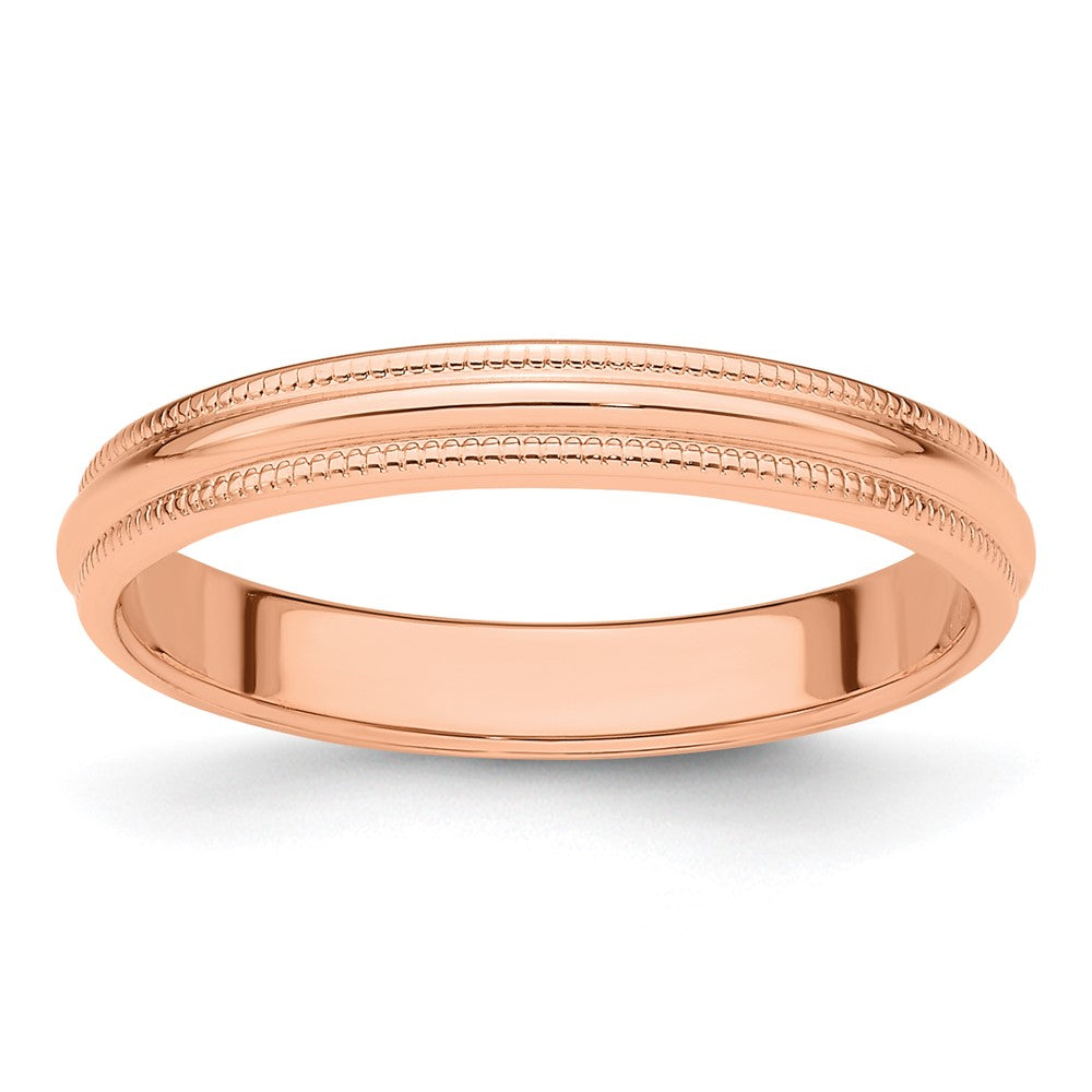 Solid 14K Yellow Gold Rose Gold 3mm Milgrain Half-Round Wedding Men's/Women's Wedding Band Ring Size 5.5