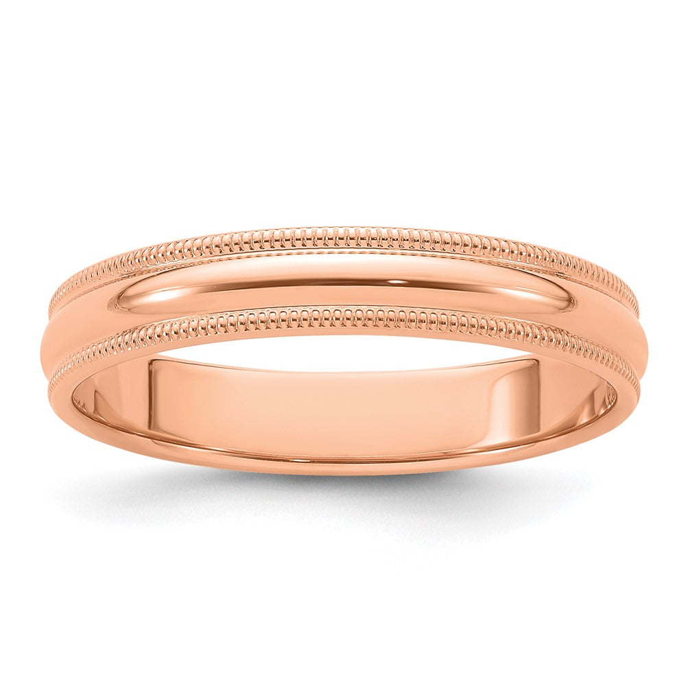 Solid 14K Yellow Gold Rose Gold 4mm Milgrain Half-Round Wedding Men's/Women's Wedding Band Ring Size 9.5