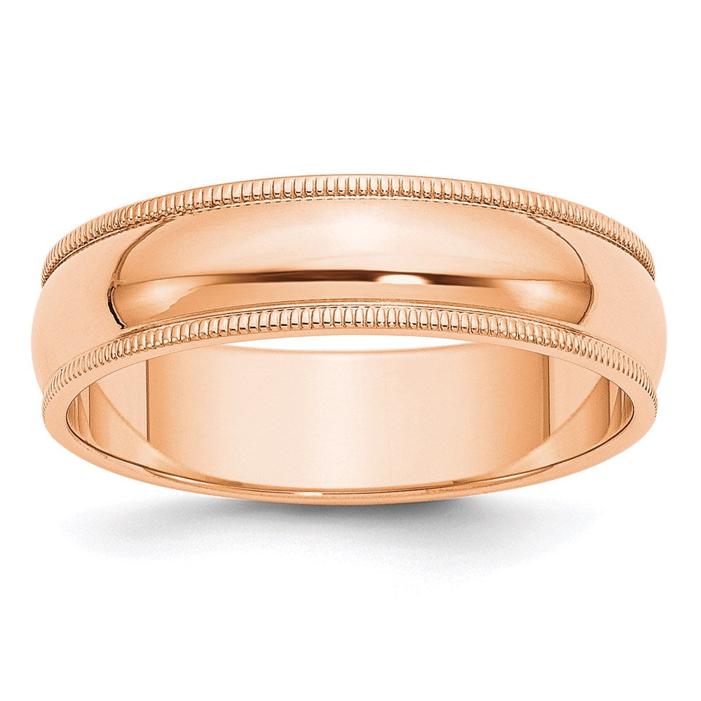 Solid 18K Yellow Gold Rose Gold 6mm Milgrain Half-Round Wedding Men's/Women's Wedding Band Ring Size 8