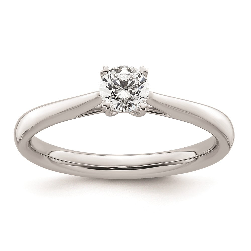 0.33ct. CZ Solid Real 14k White Gold Round Solitaire Engagement Ring Engagement Polished