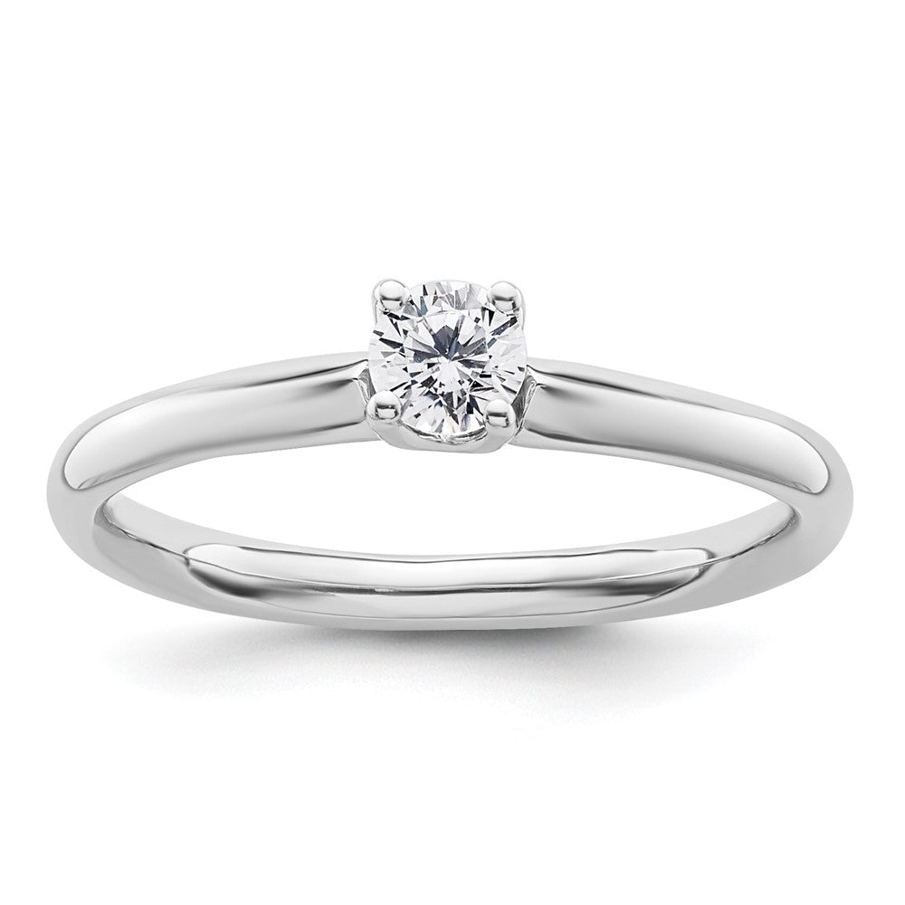 0.25ct. CZ Solid Real 14k White Gold Solitaire Engagement Ring