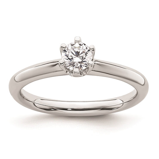 0.33ct. CZ Solid Real 14k White Gold Solitaire Engagement Ring