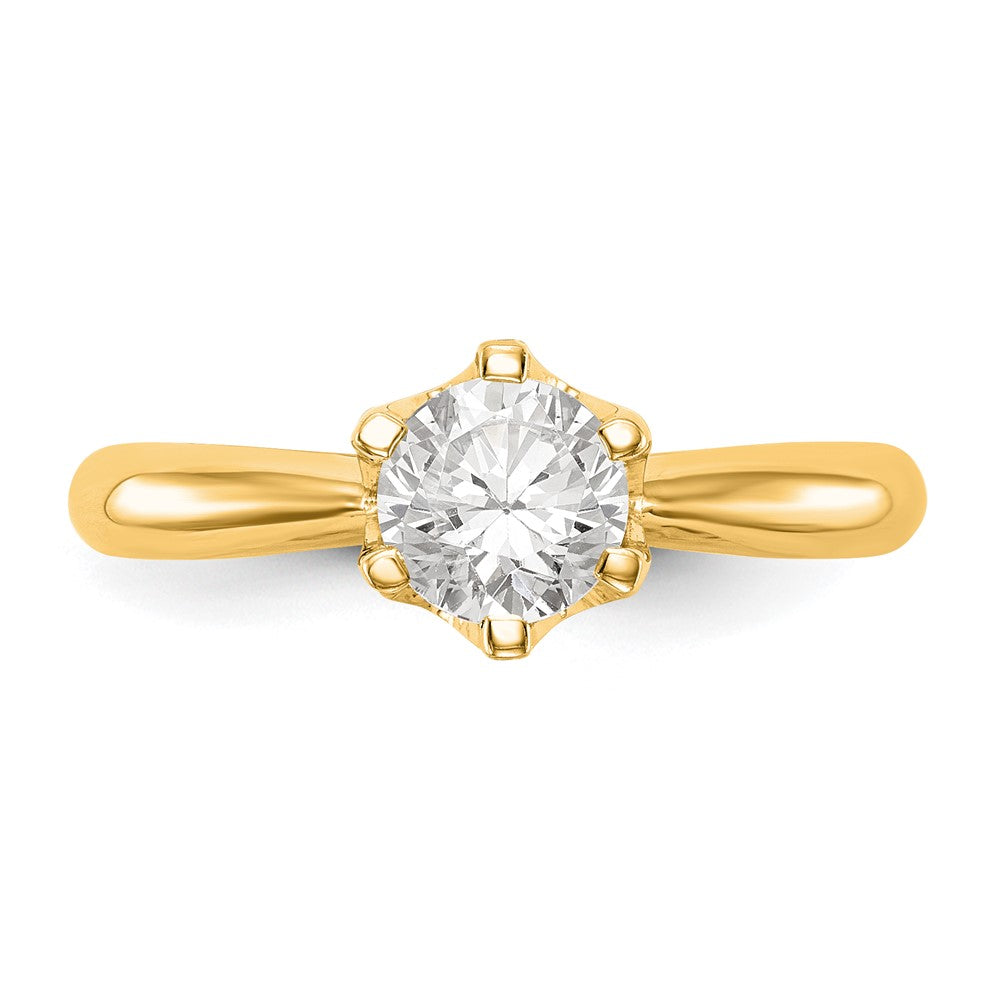 0.50ct. CZ Solid Real 14k Yellow Gold Solitaire Engagement Ring