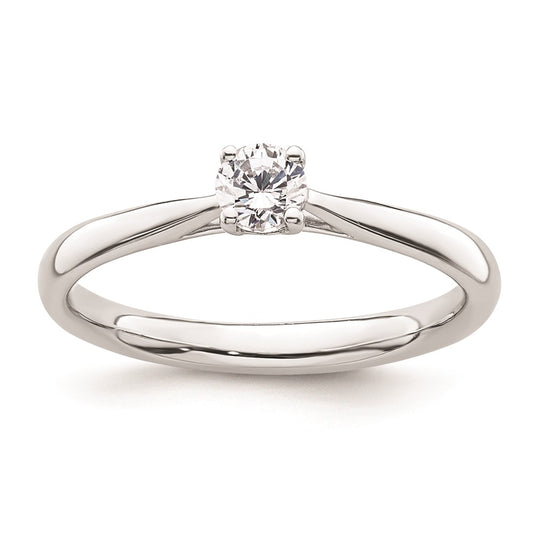 0.25ct. CZ Solid Real 14k White Gold Solitaire Engagement Ring