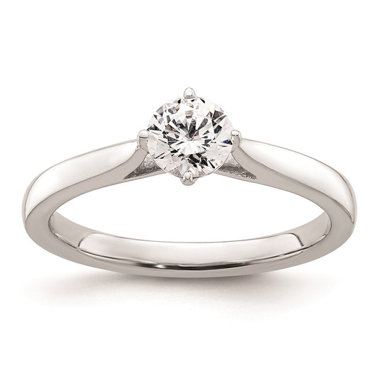 0.50ct. CZ Solid Real 14K White Gold Round Solitaire Engagement Ring Engagement Polished