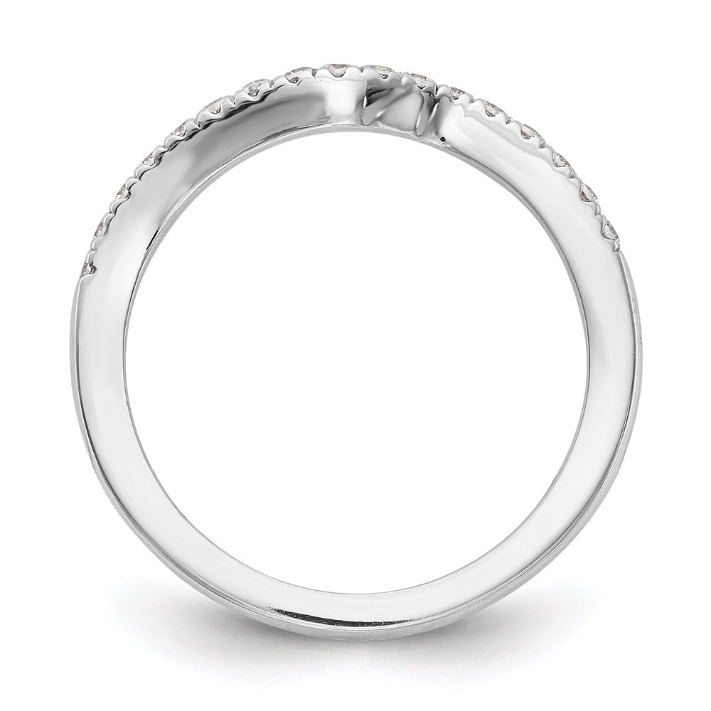 14K White Gold Real Diamond Contoured Wedding Band