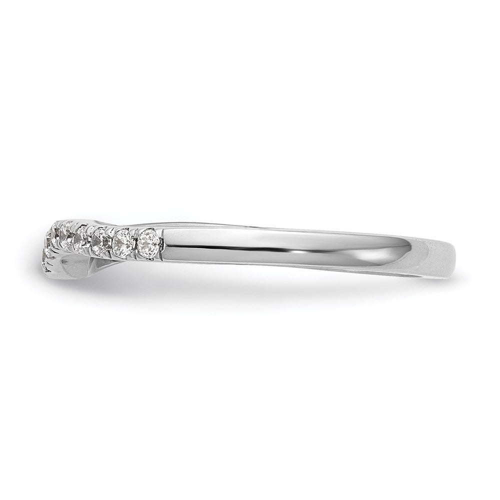 14K White Gold Real Diamond Contoured Wedding Band