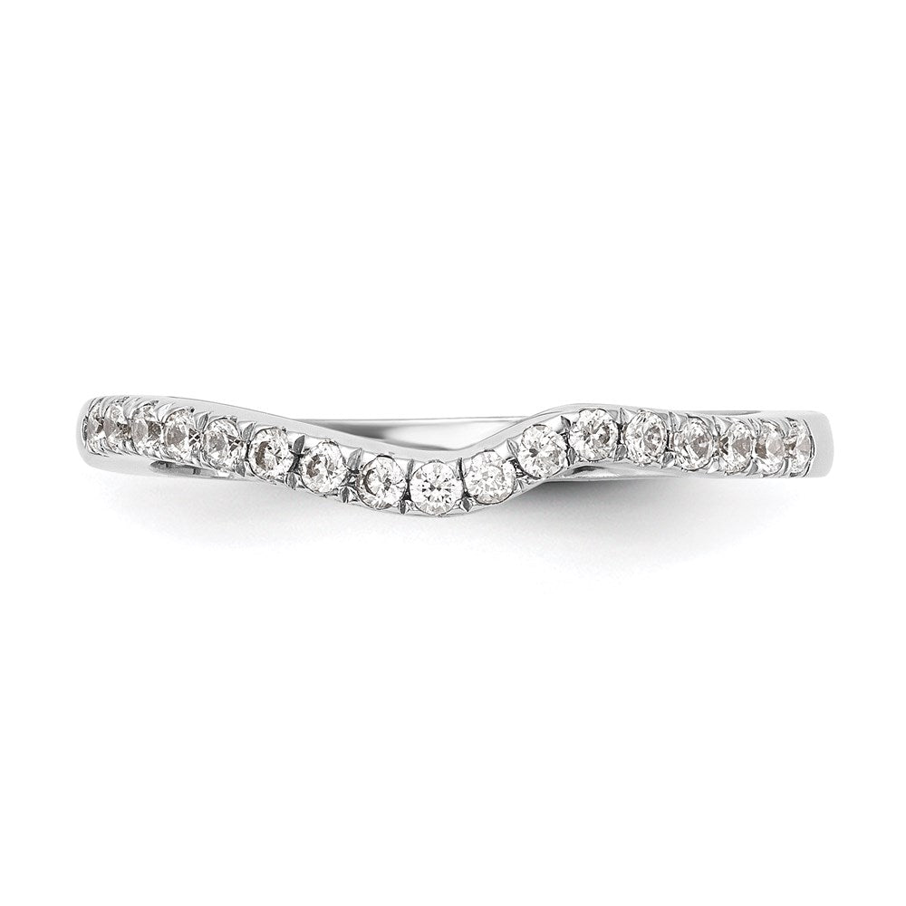 14K White Gold Real Diamond Contoured Wedding Band