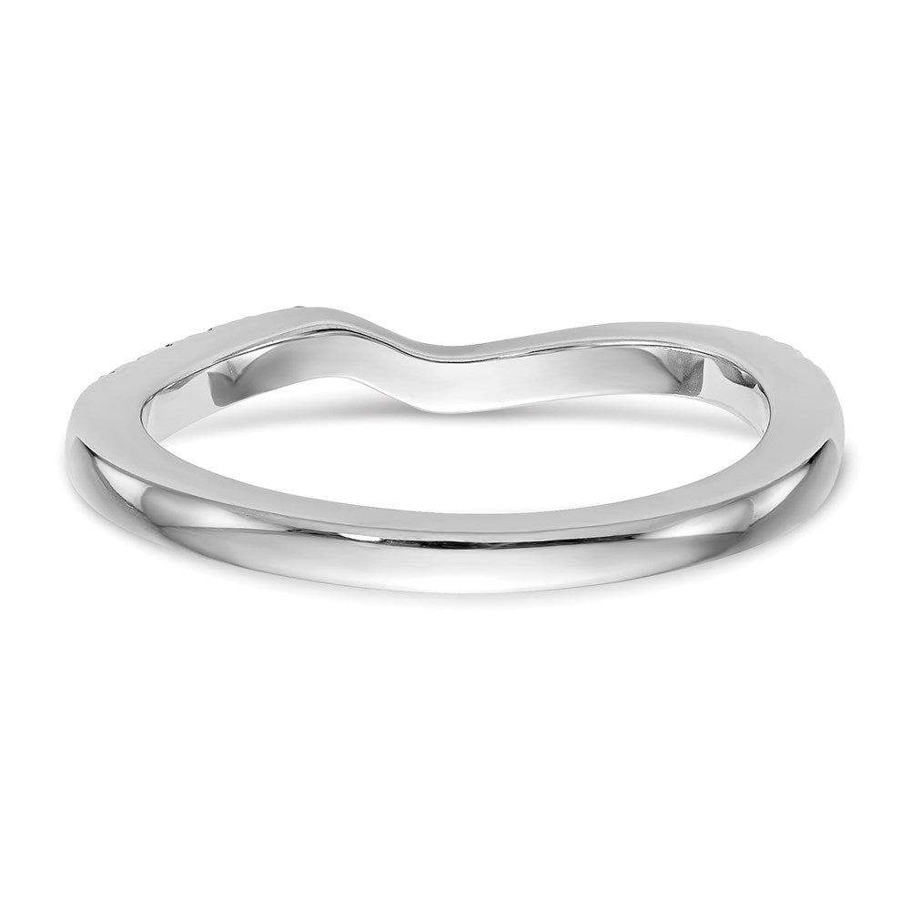 14K White Gold Real Diamond Contoured Wedding Band