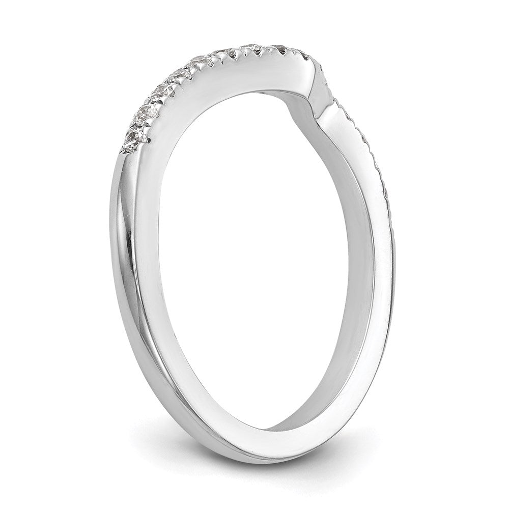 14K White Gold Real Diamond Contoured Wedding Band