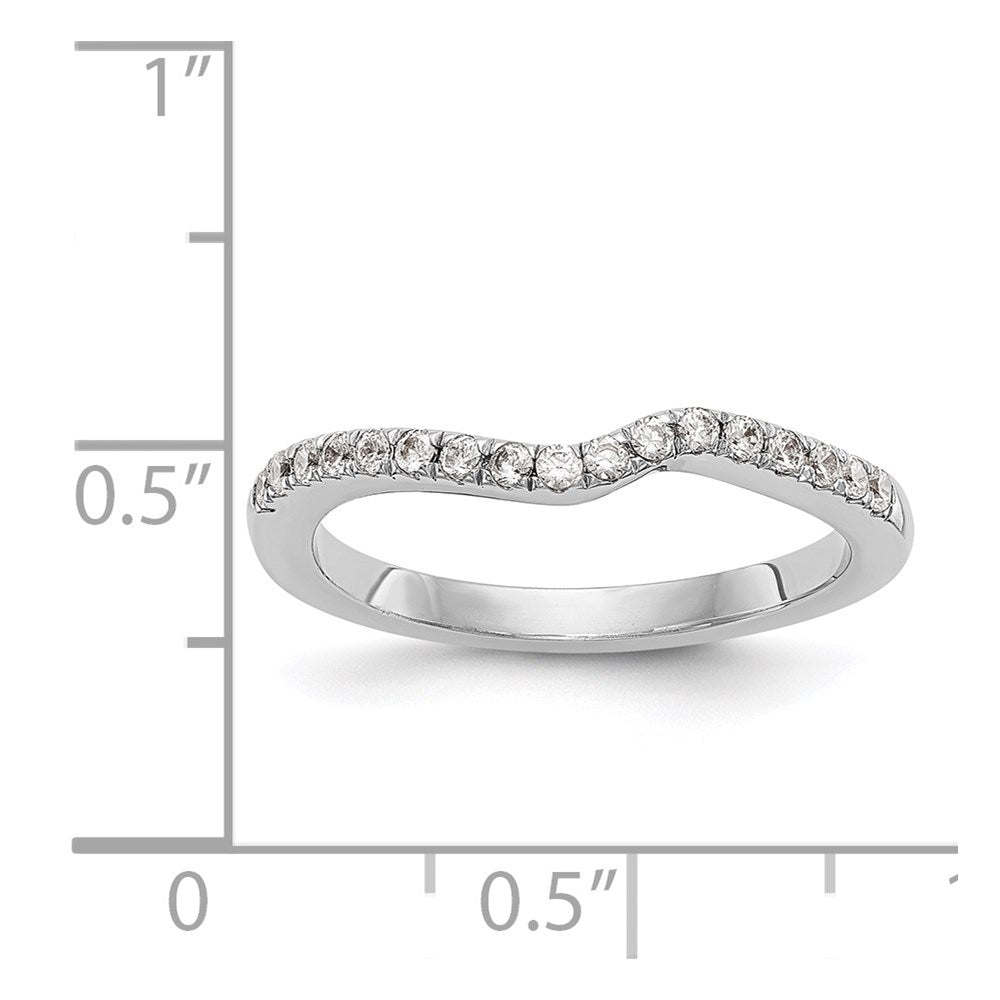 14K White Gold Real Diamond Contoured Wedding Band