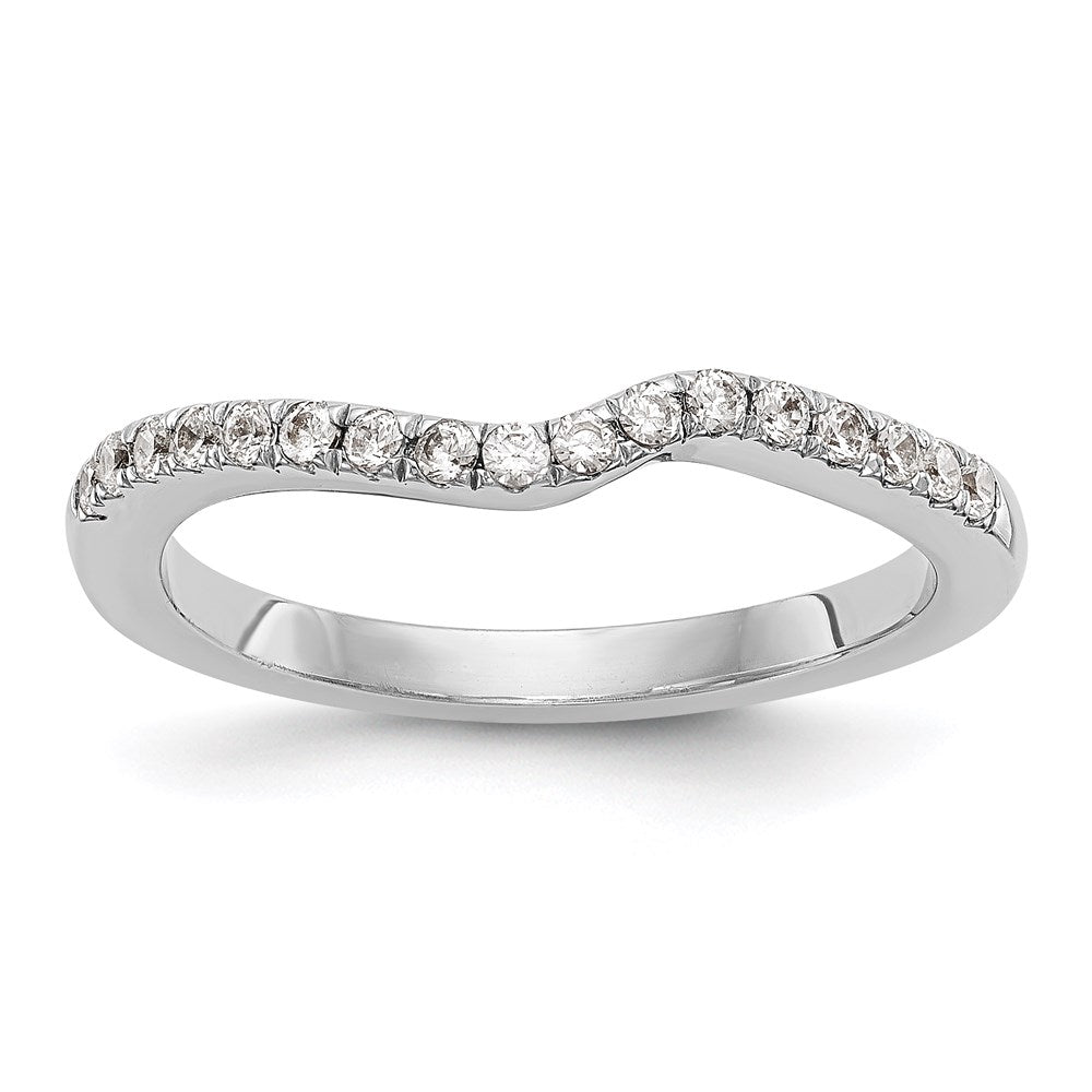 14K White Gold Real Diamond Contoured Wedding Band