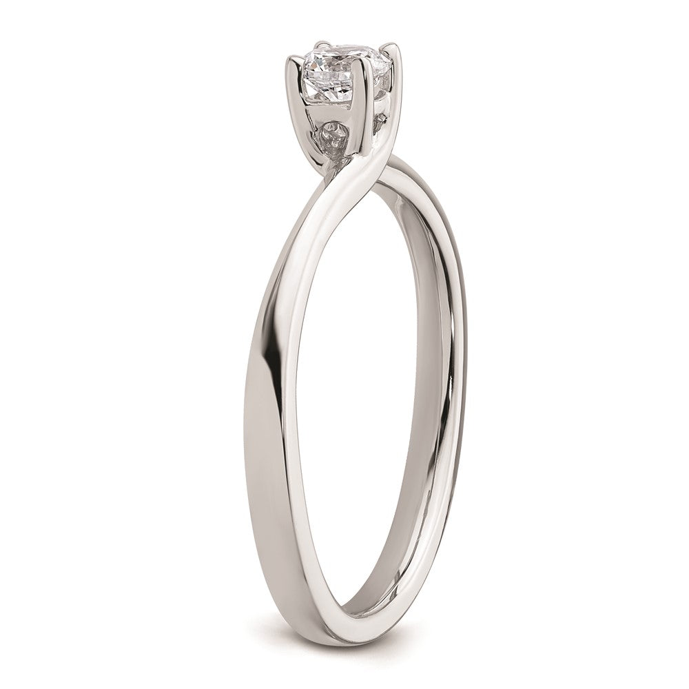 0.25ct. CZ Solid Real 14K White Gold Round Solitaire Engagement Ring Engagement Polished