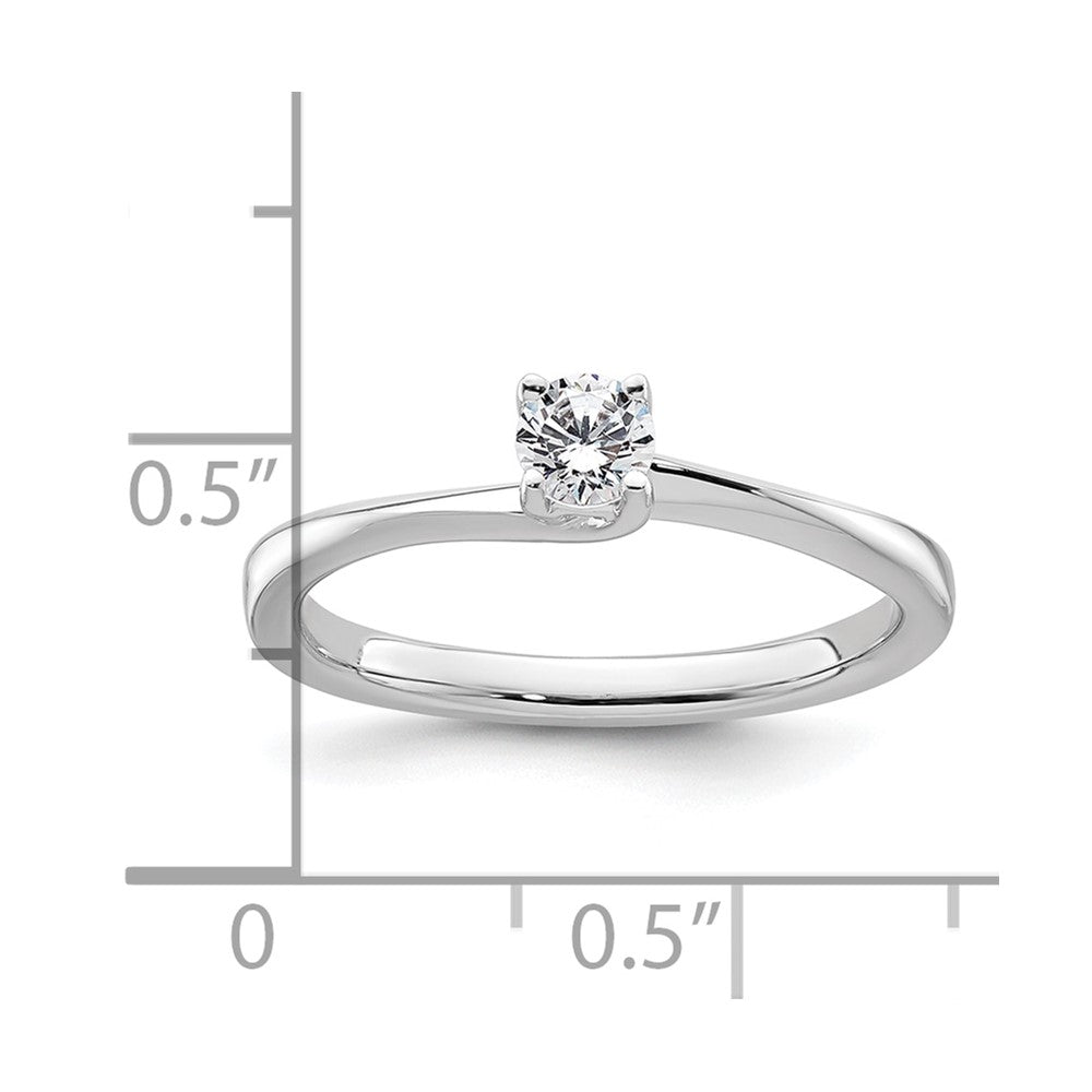 0.25ct. CZ Solid Real 14K White Gold Round Solitaire Engagement Ring Engagement Polished