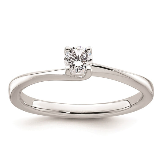 0.25ct. CZ Solid Real 14K White Gold Round Solitaire Engagement Ring Engagement Polished