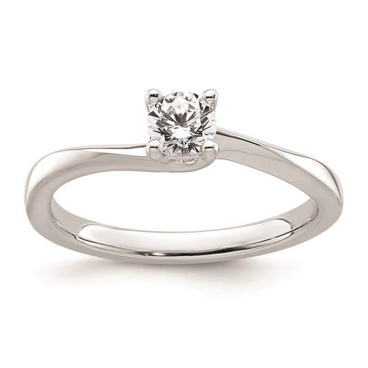 0.33ct. CZ Solid Real 14K White Gold Round Solitaire Engagement Ring Engagement Polished