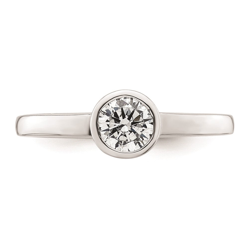 0.50ct. CZ Solid Real 14K White Gold Round Bezel Solitaire Engagement Ring